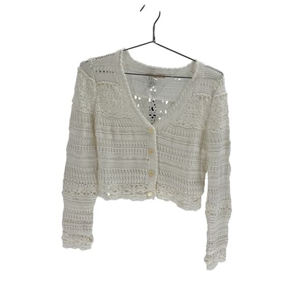 Loveshackfancy 'Middleton' White Cotton Cardigan Size M - Picture 2 of 4